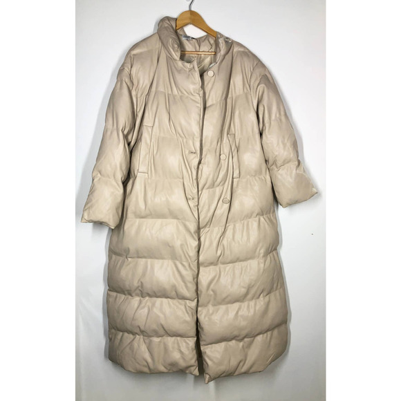 Something Navy Faux Leather Coat Puffer XL - Picture 6 of 13